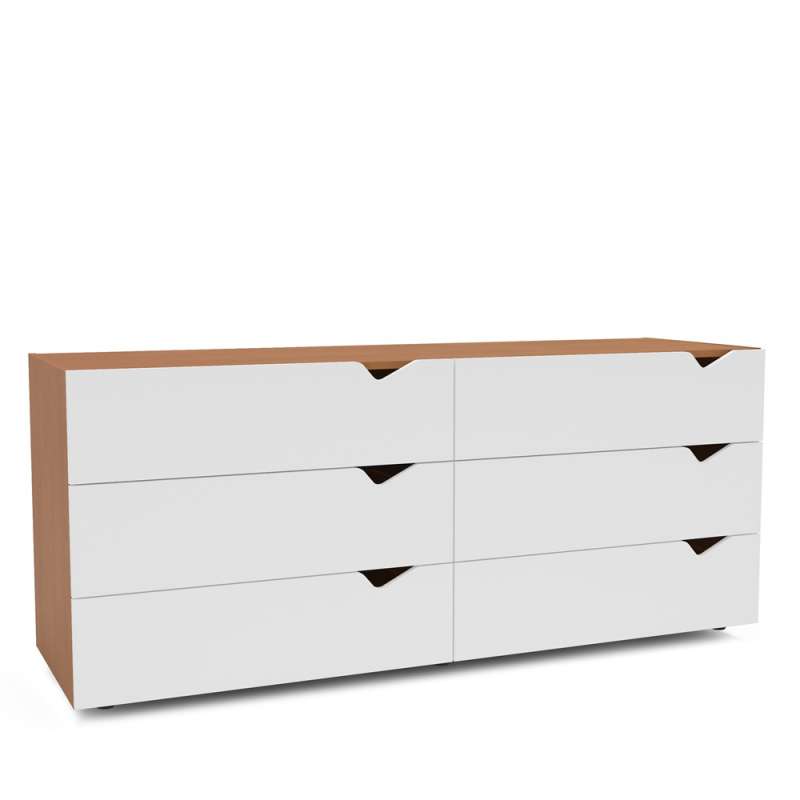 C&ocirc;moda 6 Gavetas Freij&oacute; e Branco Porto Politorno - Freij&oacute; e Branco