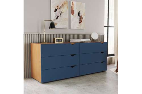 C&ocirc;moda 6 Gavetas Freij&oacute; e Azul Porto Politorno