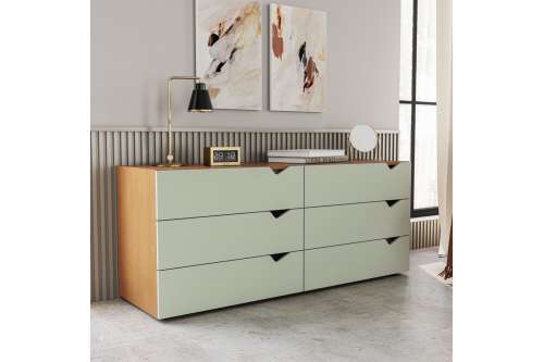 C&ocirc;moda 6 Gavetas Freij&oacute; e Verde Porto Politorno