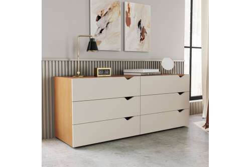 C&ocirc;moda 6 Gavetas Freij&oacute; e Creme Porto Politorno