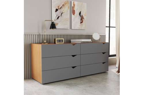 C&ocirc;moda 6 Gavetas Freij&oacute; e Cinza Porto Politorno