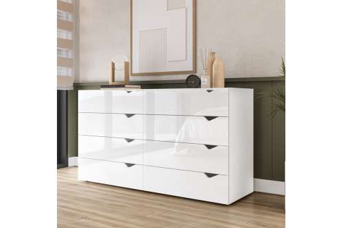 C&ocirc;moda 8 Gavetas Branca Porto Politorno