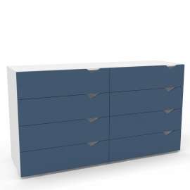 C&ocirc;moda 8 Gavetas Branca e Azul Porto Politorno - Branco e Azul