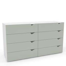 C&ocirc;moda 8 Gavetas Branca e Verde Porto Politorno - Branco e Verde