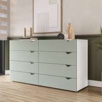 C&ocirc;moda 8 Gavetas Branca e Verde Porto Politorno