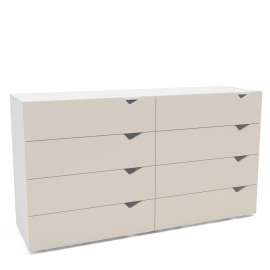 C&ocirc;moda 8 Gavetas Branca e Creme Porto Politorno - Branco e Creme