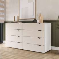 C&ocirc;moda 8 Gavetas Branca e Creme Porto Politorno