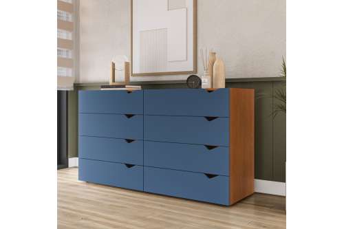 C&ocirc;moda 8 Gavetas Freij&oacute; e Azul Porto Politorno