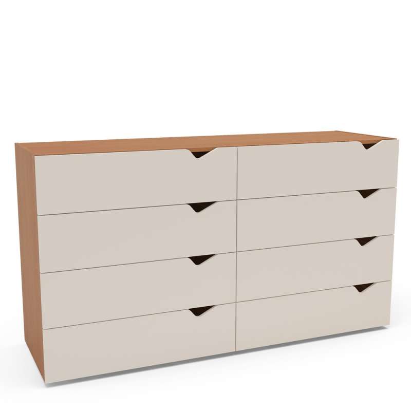 C&ocirc;moda 8 Gavetas Freij&oacute; e Creme Porto Politorno - Freij&oacute; e Creme