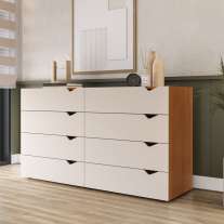 C&ocirc;moda 8 Gavetas Freij&oacute; e Creme Porto Politorno