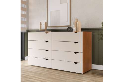 C&ocirc;moda 8 Gavetas Freij&oacute; e Creme Porto Politorno