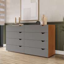 C&ocirc;moda 8 Gavetas Freij&oacute; e Cinza Porto Politorno