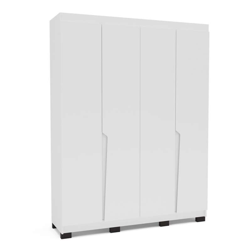 Roupeiro Casal 4 Portas 4 Gavetas Porto Branco Politorno - Branco