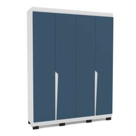 Roupeiro Casal 4 Portas 4 Gavetas Porto Branco e Azul Politorno - Branco e Azul