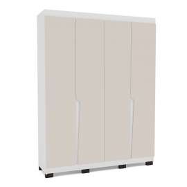 Roupeiro Casal 4 Portas 4 Gavetas Porto Branco e Creme Politorno - Branco e Creme
