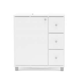 Balcão para Pia de Banheiro Coluna com 3 Gavetas Branco Politorno - Branco