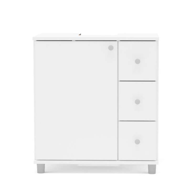Balcão para Pia de Banheiro Coluna com 3 Gavetas Branco Politorno - Branco