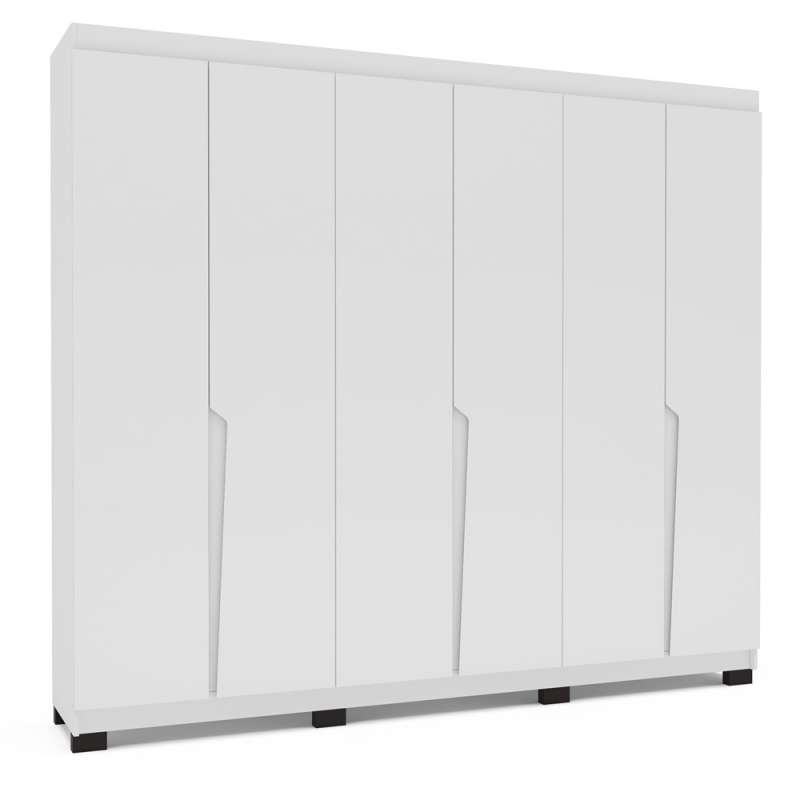 Roupeiro Casal 6 Portas 4 Gavetas Porto Branco Politorno - Branco