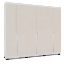 Roupeiro Casal 6 Portas 4 Gavetas Porto Branco e Creme Politorno - Branco e Creme