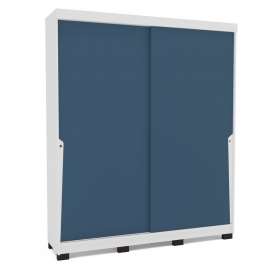 Roupeiro Casal 2 Portas de Correr Porto Branco e Azul Politorno - Branco e Azul
