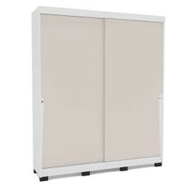 Roupeiro Casal 2 Portas de Correr Porto Branco e Creme Politorno - Branco e Creme