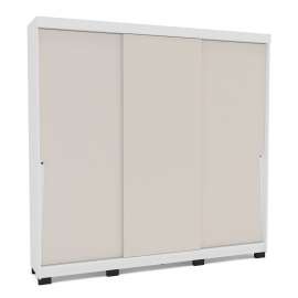 Roupeiro Casal 3 Portas de Correr Porto Branco e Creme Politorno - Branco e Creme
