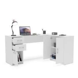 Mesa 2 Gavetas 3 Portas cor Branca Madri Politorno M&oacute;veis - Branco