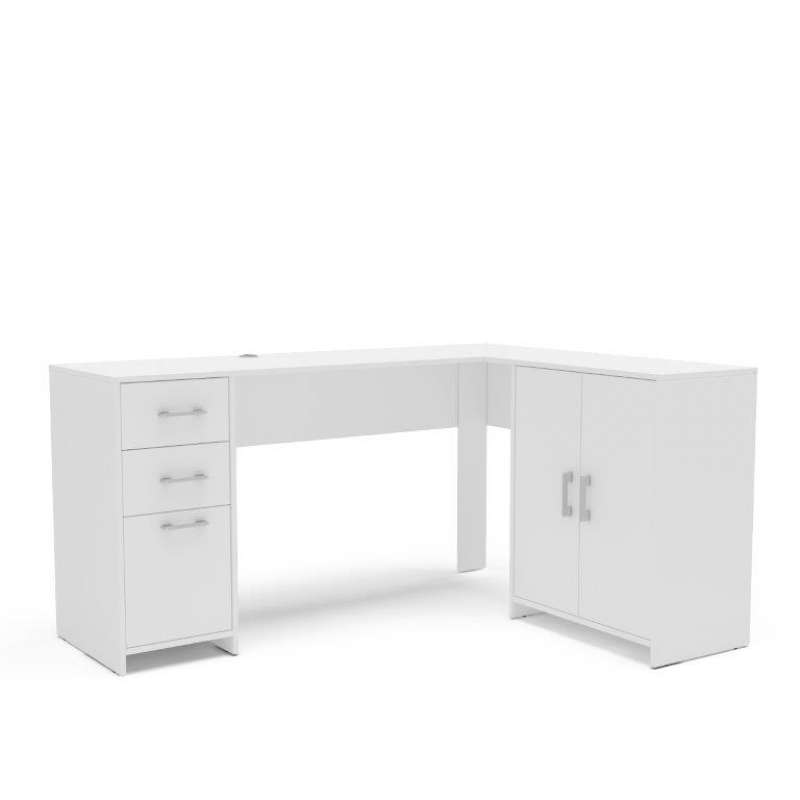 Mesa 2 Gavetas 3 Portas cor Branca Madri Politorno M&oacute;veis - Branco