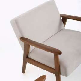 Poltrona Decorativa Bia em Linho - Casa A - Tecido Creme