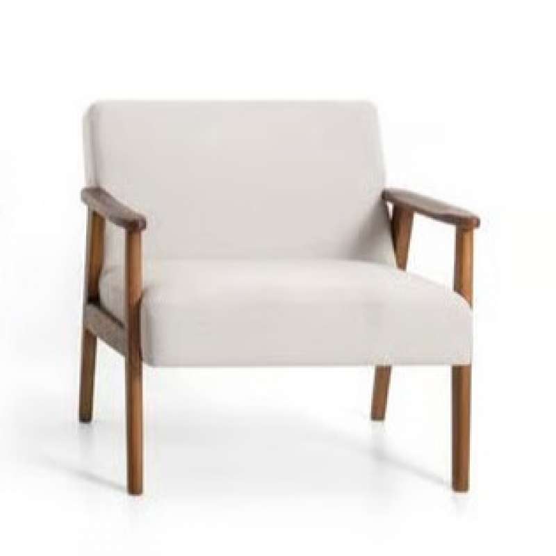 Poltrona Decorativa Bia em Linho - Casa A - Tecido Creme
