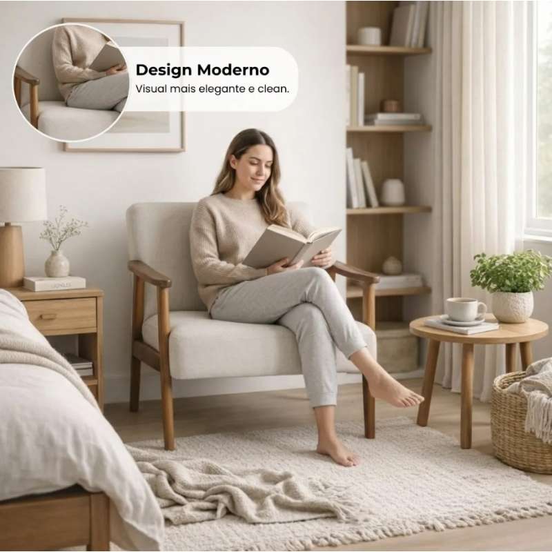 Poltrona Decorativa Bia em Linho - Casa A - Linho