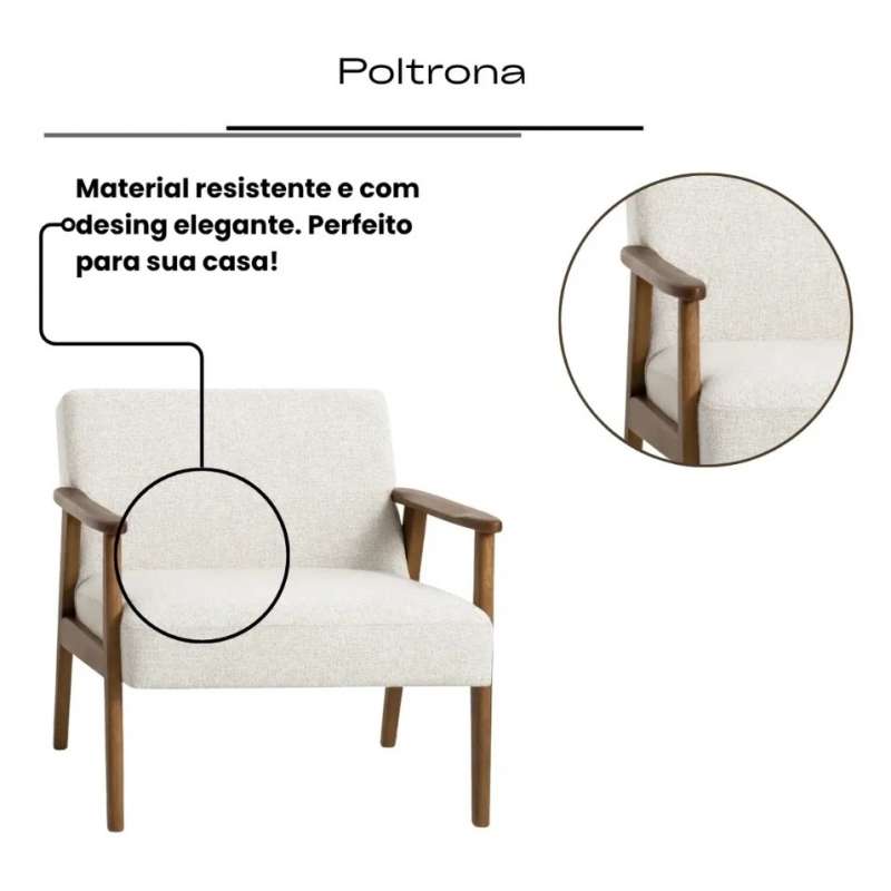 Poltrona Decorativa Bia em Linho - Casa A - Linho