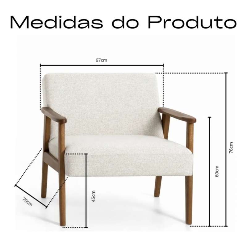 Poltrona Decorativa Bia em Linho - Casa A - Linho