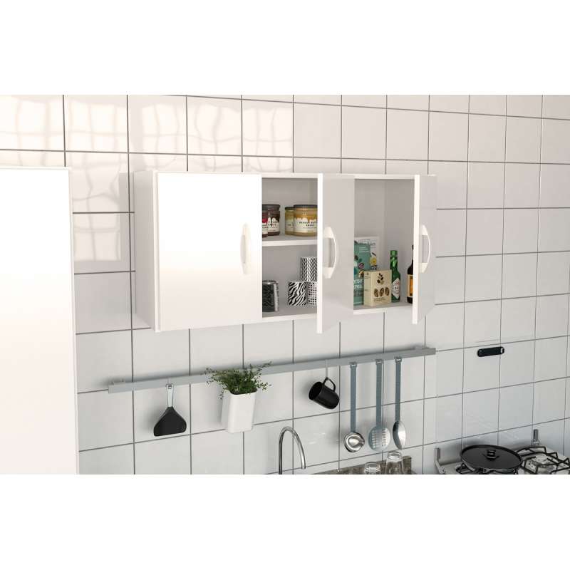 Armário Aéreo de Cozinha com Portas Bonfim Branco Politorno - Branco