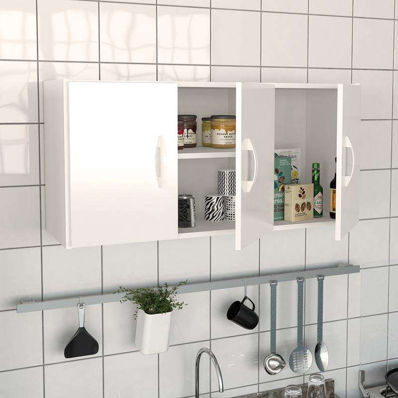 Armário Aéreo de Cozinha com Portas Bonfim Branco Politorno - Branco
