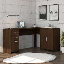 Mesa em L com 2 Gavetas e 3 Portas Amendoa Madri Politorno 