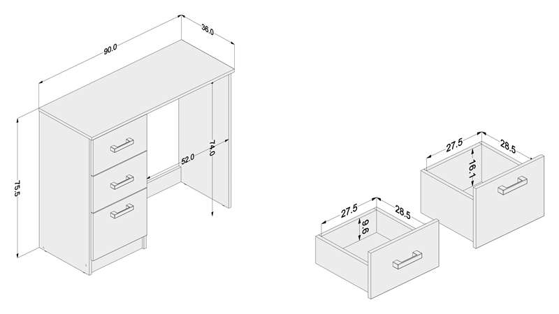 Mesa para Quarto Palmas Branco Politorno - Branco