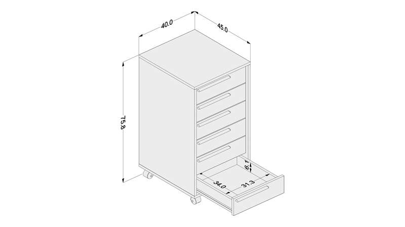 Gaveteiro Organizador Maia 6 Gavetas Branco Politorno - Branco