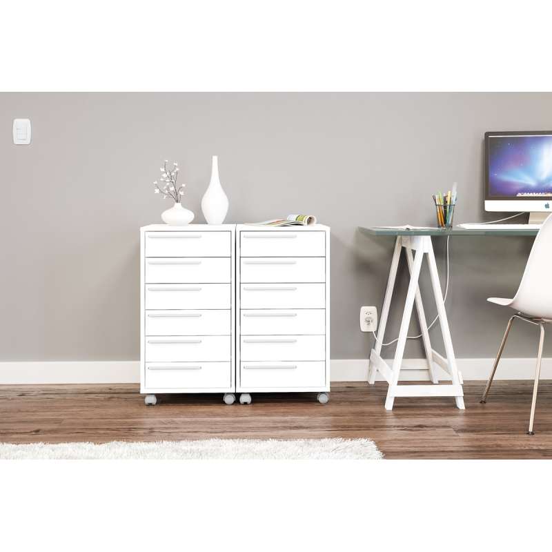 Gaveteiro Organizador Maia 6 Gavetas Branco Politorno - Branco