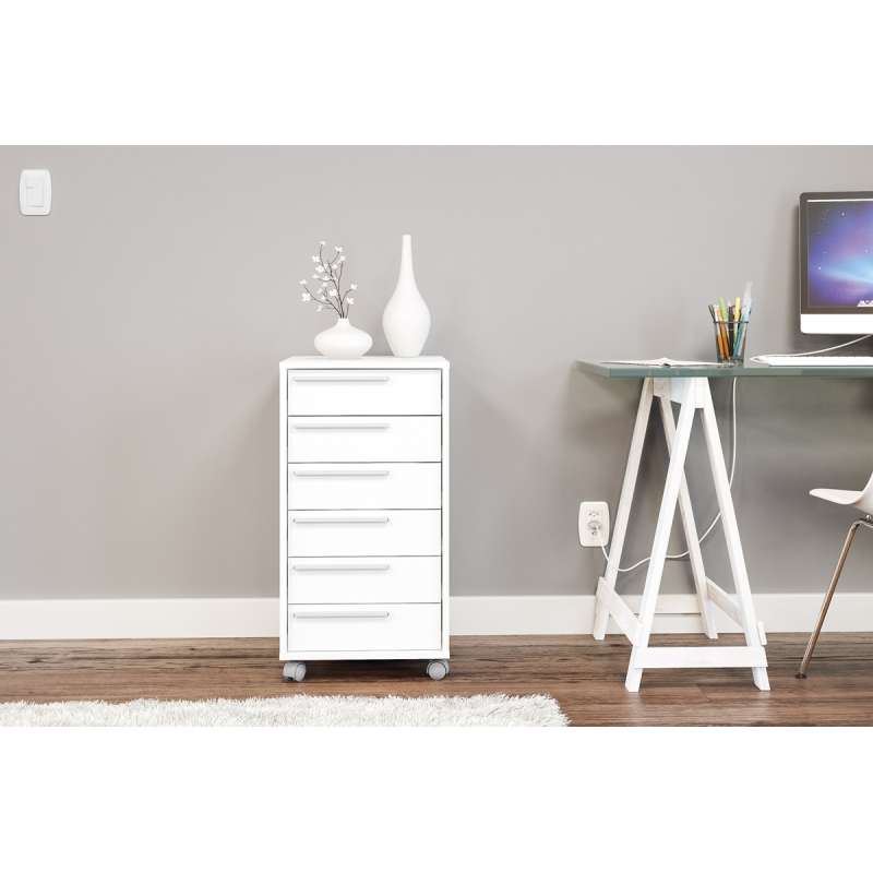 Gaveteiro Organizador Maia 6 Gavetas Branco Politorno - Branco