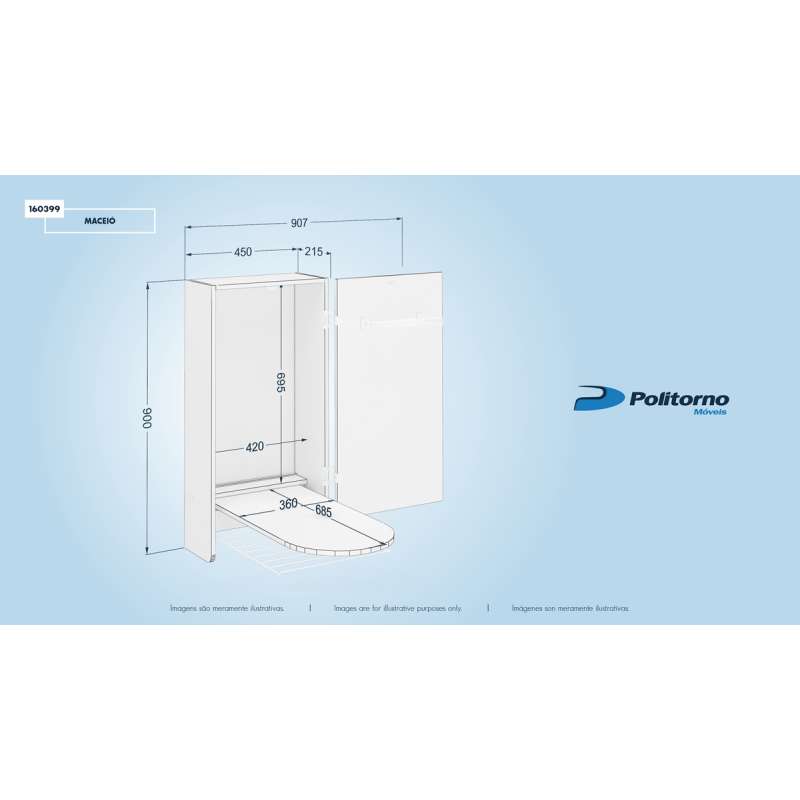 Armário Aéreo com Mesa de Passar Maceió Branco Politorno - Branco