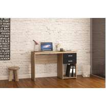 Mesa com Gaveta Malta Carvalho Claro - Preto Politorno