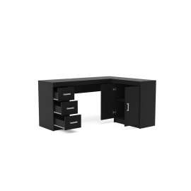 Mesa Espanha com Gavetas em Madeira Preto Politorno - Preto