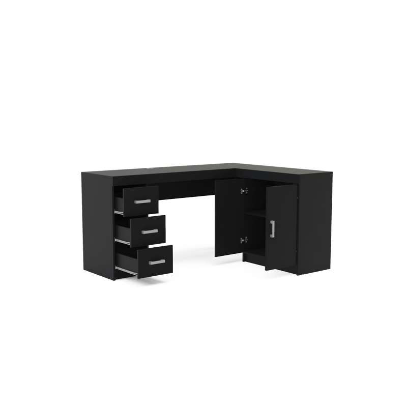 Mesa Espanha com Gavetas em Madeira Preto Politorno - Preto