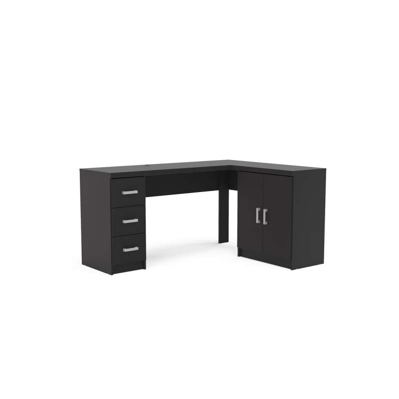 Mesa Espanha com Gavetas em Madeira Preto Politorno - Preto