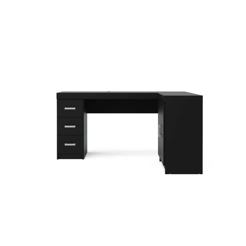 Mesa Espanha com Gavetas em Madeira Preto Politorno - Preto