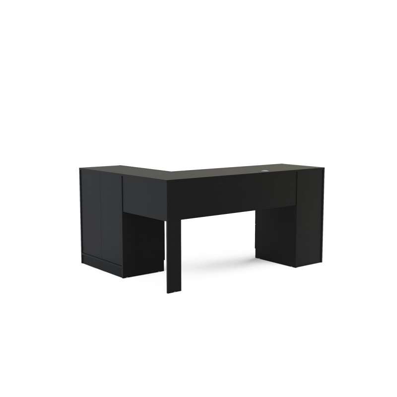 Mesa Espanha com Gavetas em Madeira Preto Politorno - Preto