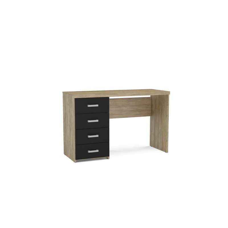 Mesa com Gavetas em Madeira Malta Carvalho Claro Preto Politorno - Carvalho Claro Preto
