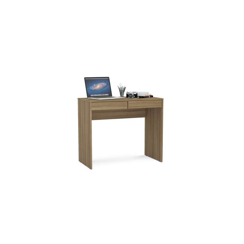 Mesa de escritório Tijuca 90cm 2 gavetas Castanho Politorno - Castanho