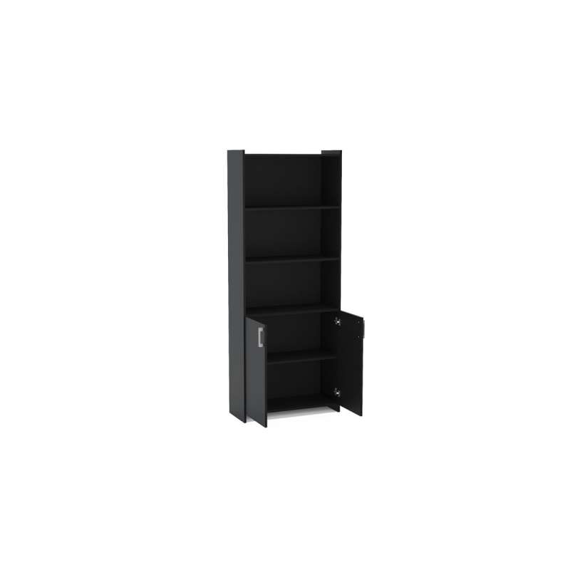 Estante com Portas Preto Politorno - Preto
